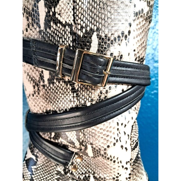 Claudeta Snakeskin Boots Faux Leather Size 10M  Zip Up Chunk Heel Womens - Picture 5 of 13